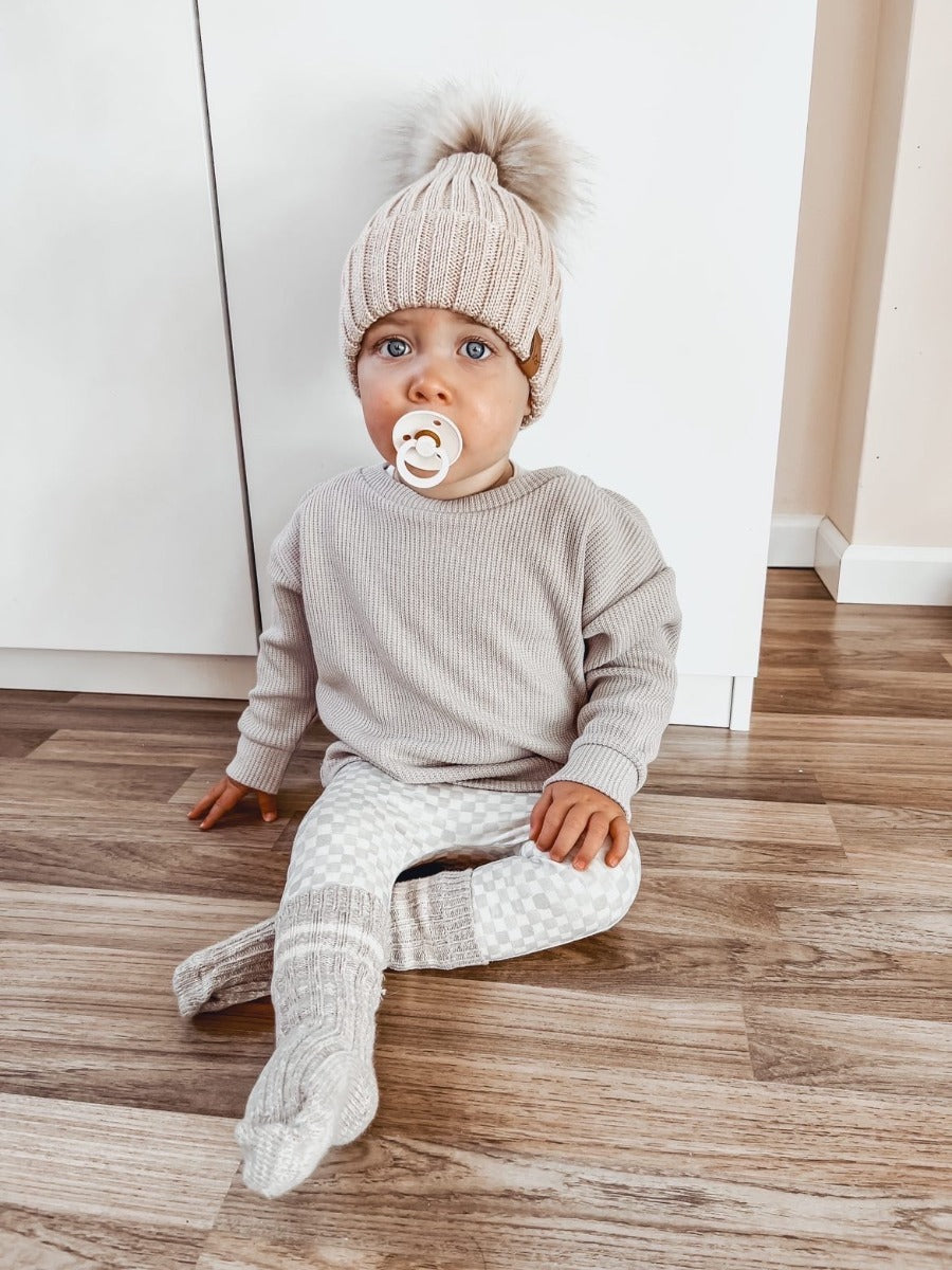 Fein gestrickter Pullover (lockere Passform) (Sand)