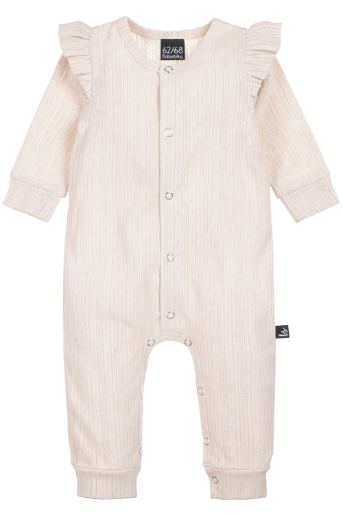 Rüschen-Playsuit, Pointelle Sand