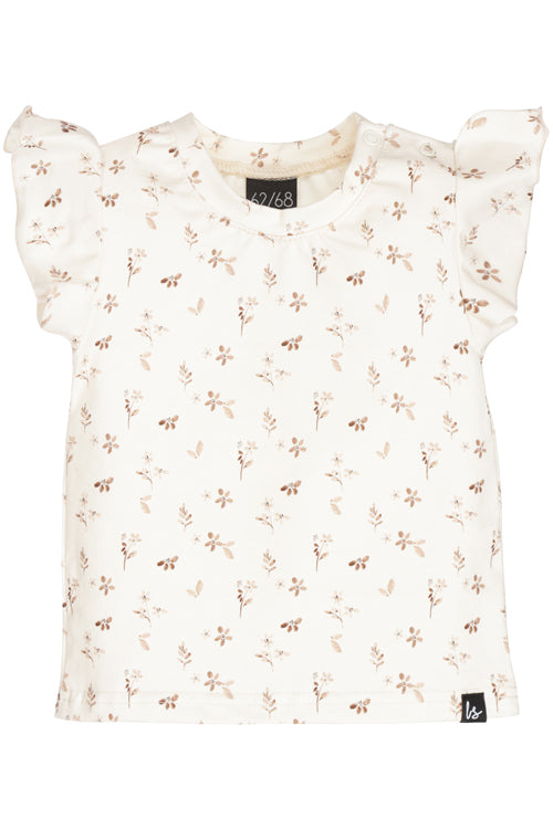 Ruffle sleeves t-shirt flowering branch