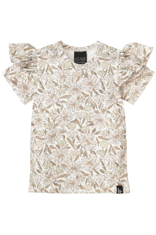 Ruffle t-shirt blooms peach pink