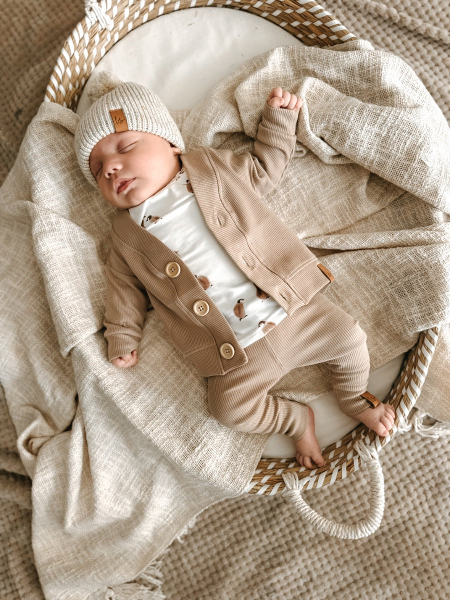 Broekje rib buttons (beige)