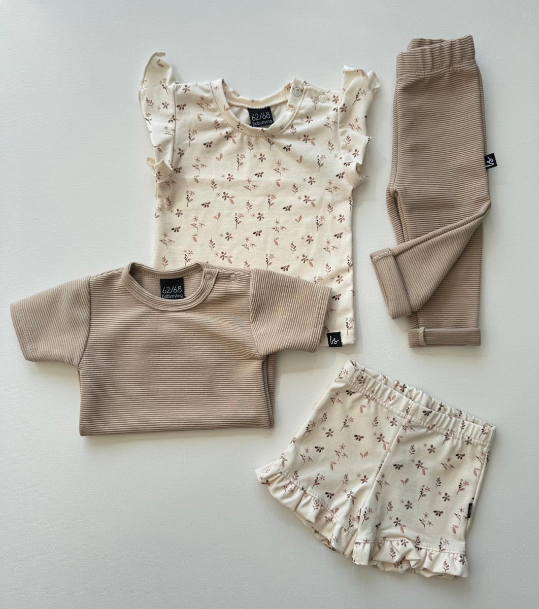 Ruffle sleeves t-shirt flowering branch