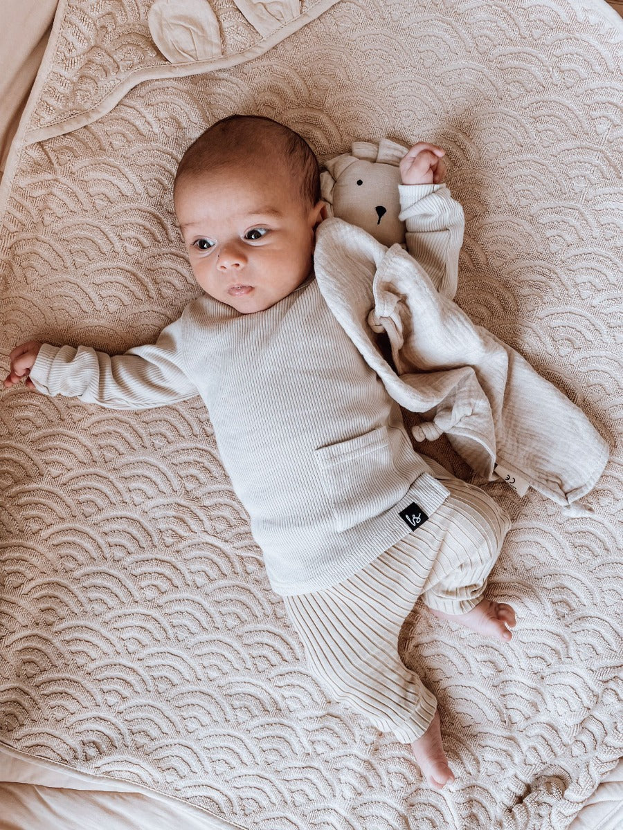 Split longsleeve rib jersey sand