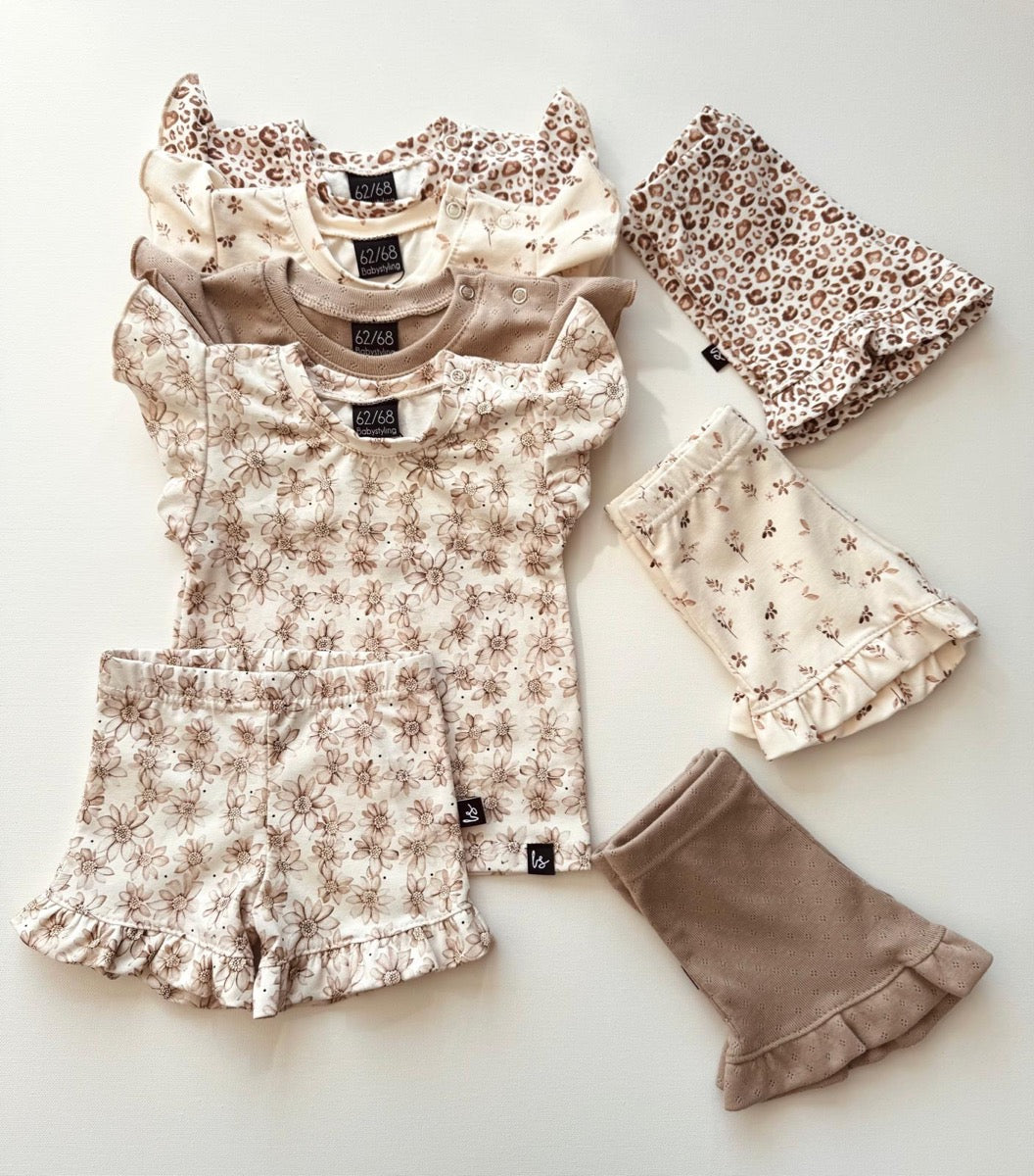 Ruffle sleeves t-shirt leopard off-white