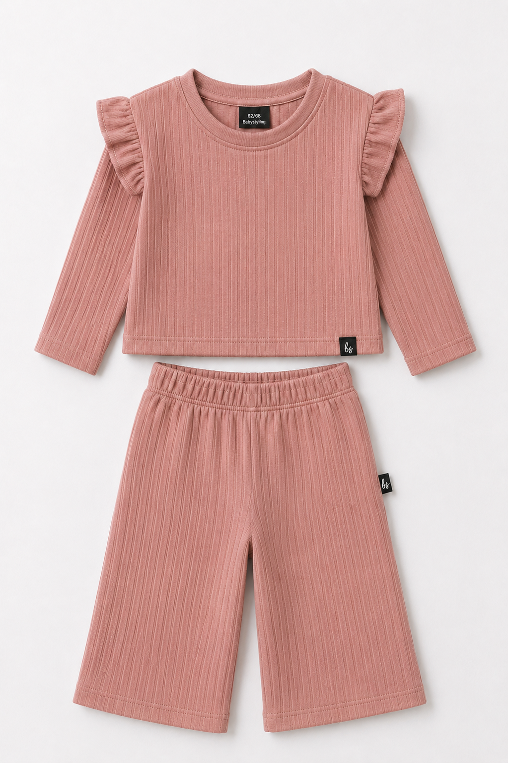 Weit geschnittene Hose mit geripptem Saum in Clay Pink VORBESTELLUNG