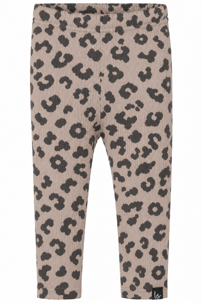 Legging luipaard rib beige PRE-ORDER