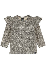 Leopardenmuster mit Rüschen und langen Ärmeln (beige)
