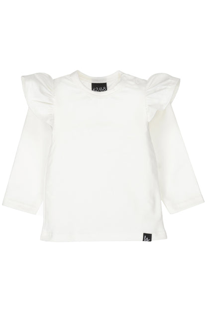 Weißes Langarmshirt mit Rüschen