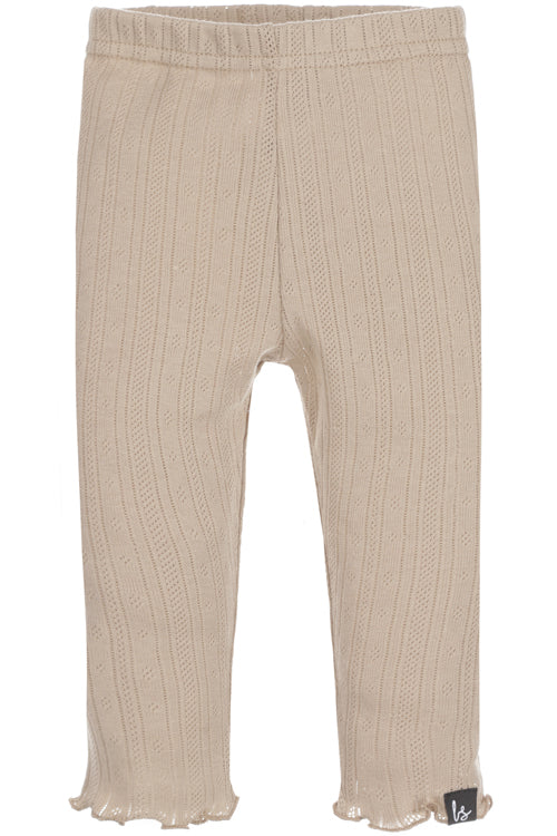 Rüschenhose mit Punktstreifen in warmem Beige