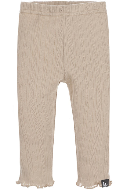 Rüschenhose mit Punktstreifen in warmem Beige