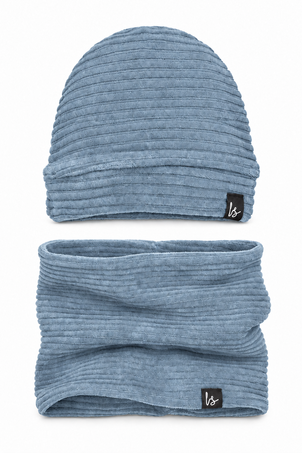 Winterset (muts &amp; sjaal) corduroy blauw - PRE-ORDER