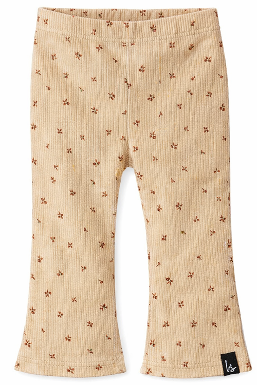Flared pants bloemetjes rib (beige)
