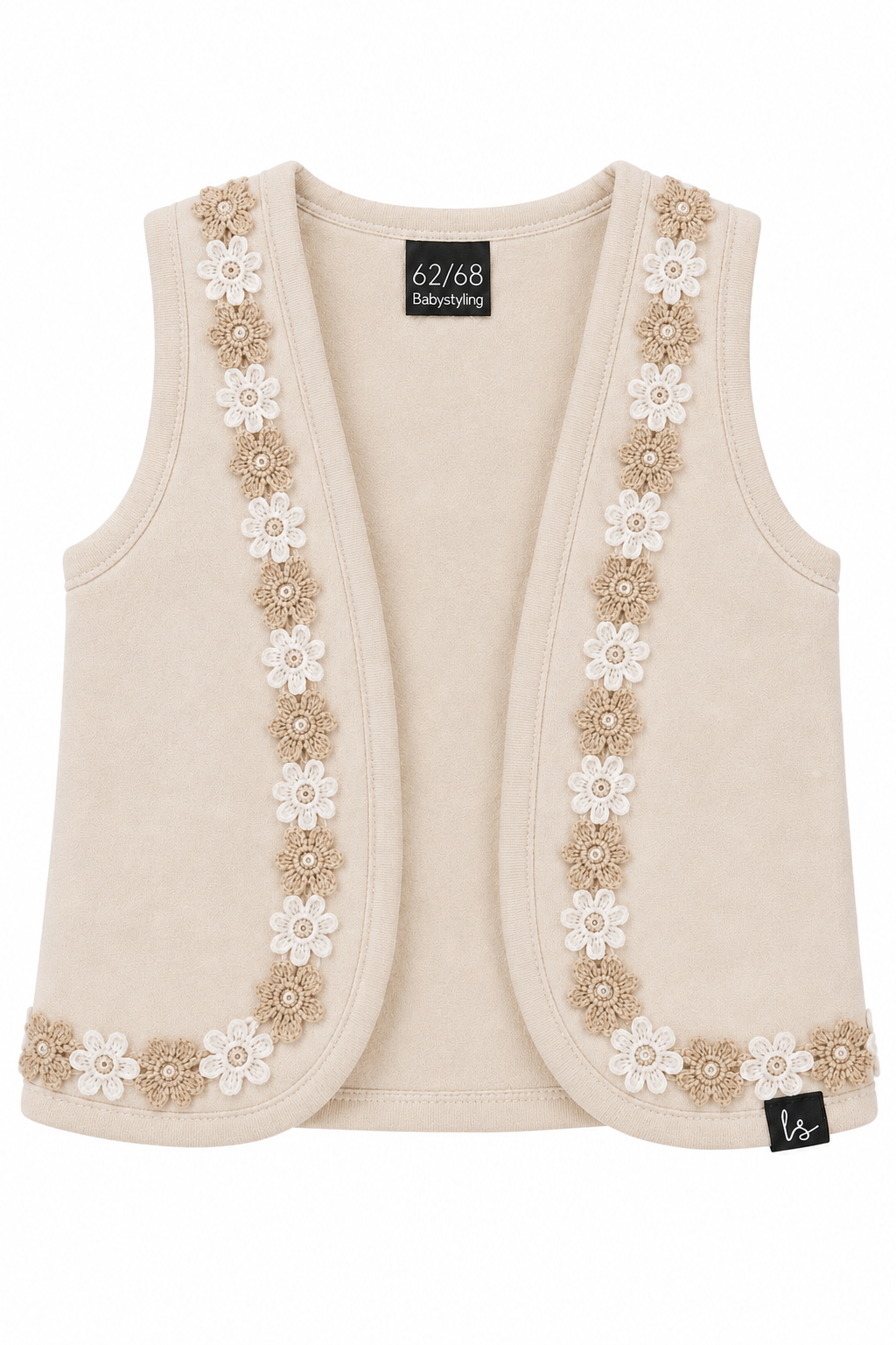 Gilet geborduurde bloemetjes sand - PRE-ORDER