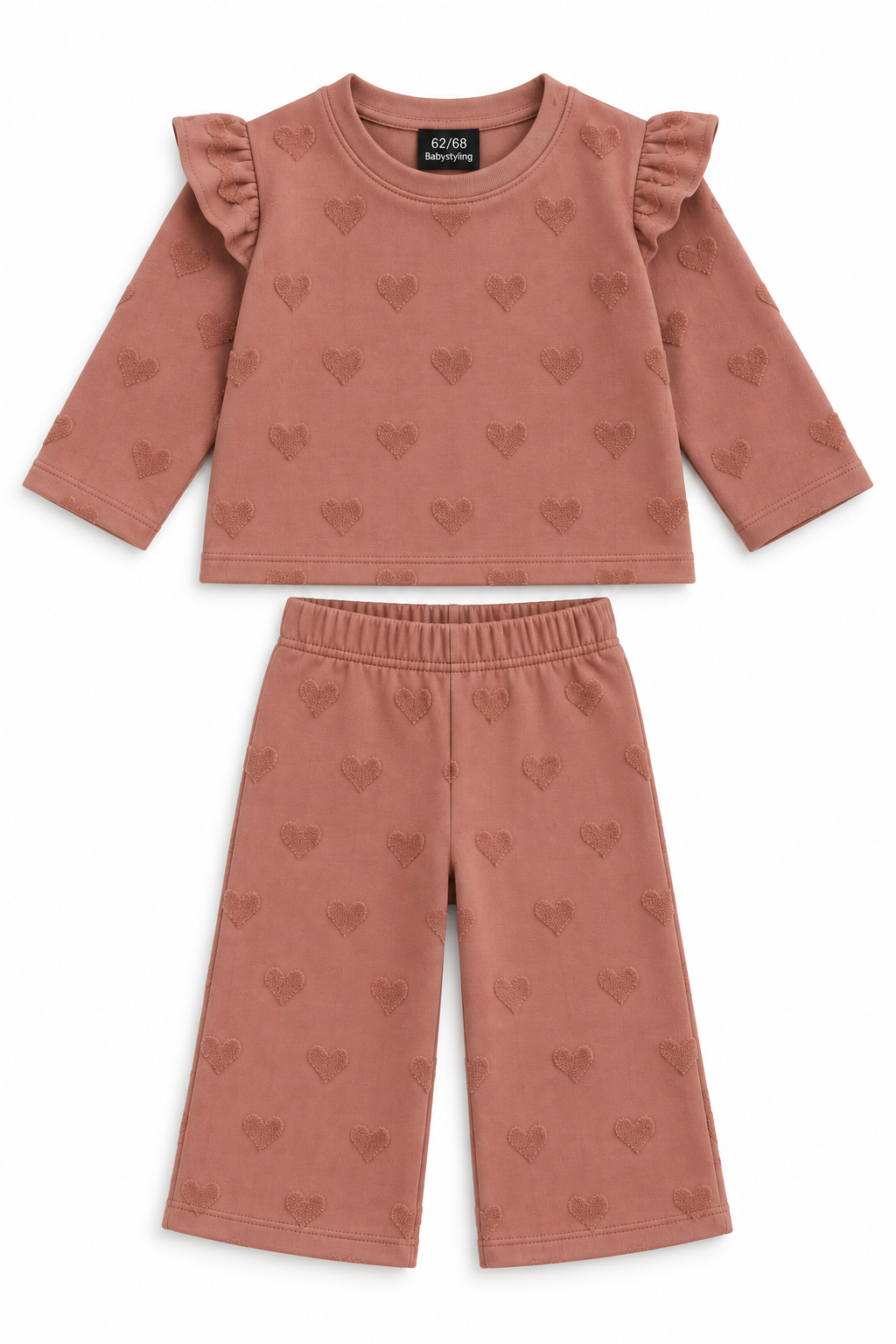 Sweater hartjes ruffle mauve  PRE-ORDER