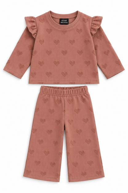 Sweater hartjes ruffle mauve  PRE-ORDER