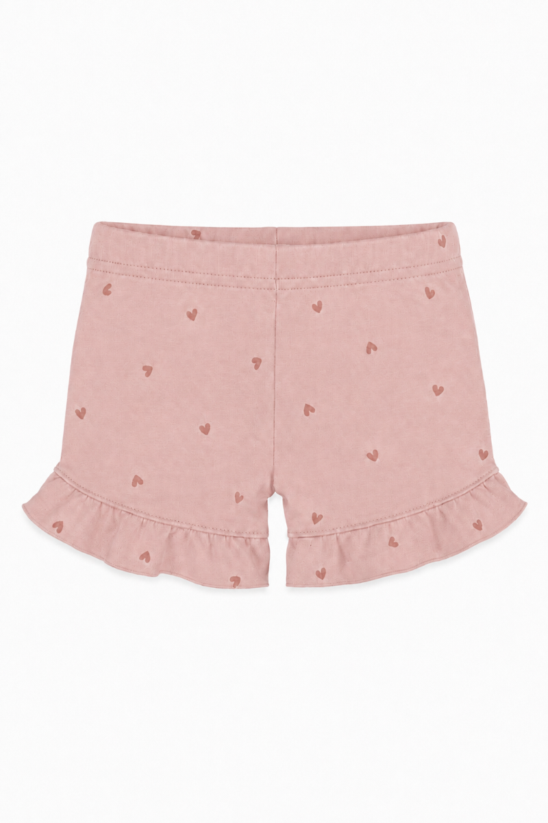 Pink heart ruffle shorts
