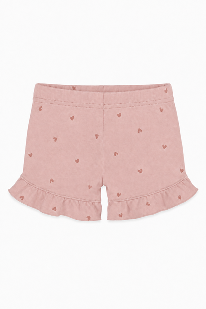 Pink heart ruffle shorts