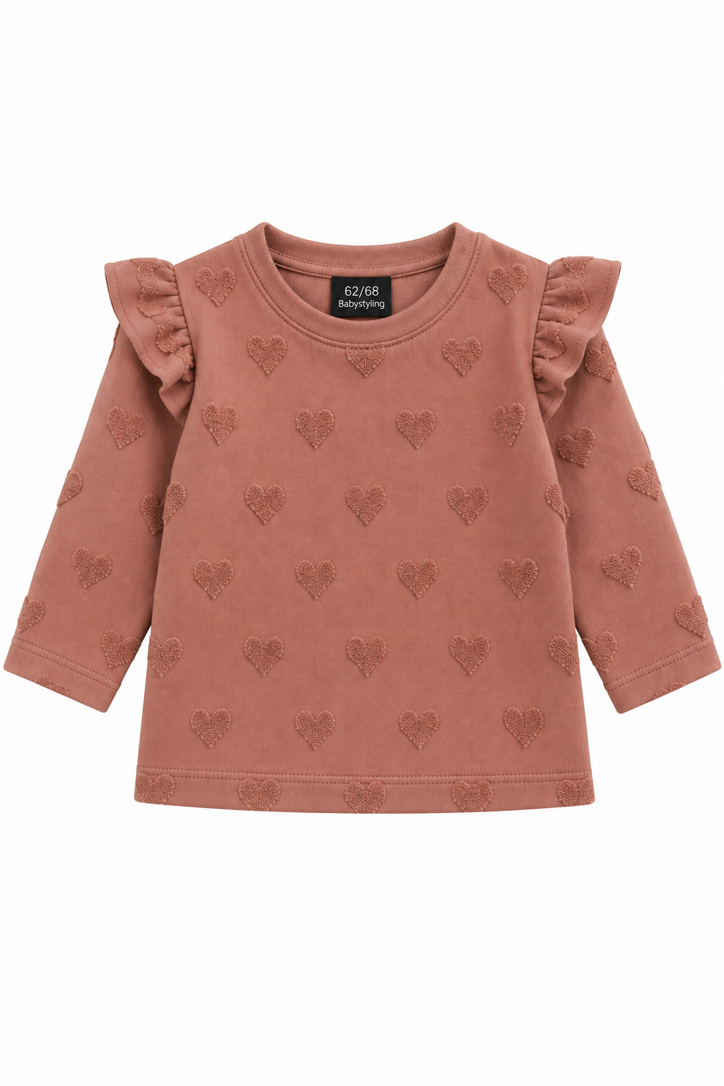 Sweater hartjes ruffle mauve  PRE-ORDER
