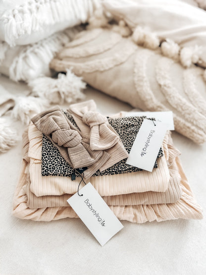 Haarbandje pointelle (strepen) beige
