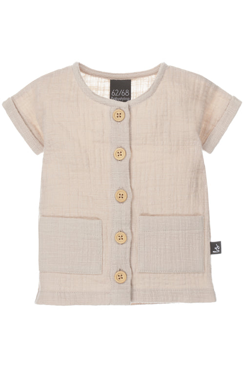 Linnen blouse (korte mouw) sand
