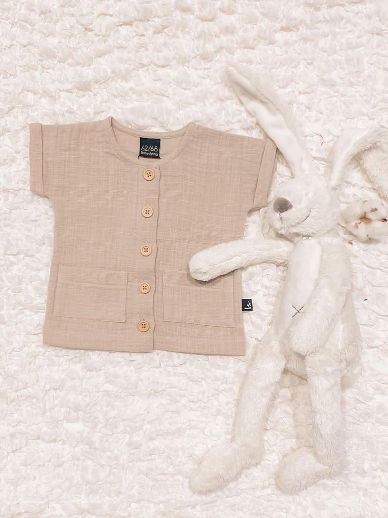 Linnen blouse (korte mouw) sand