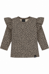 Ruffle longsleeve luipaard (beige)