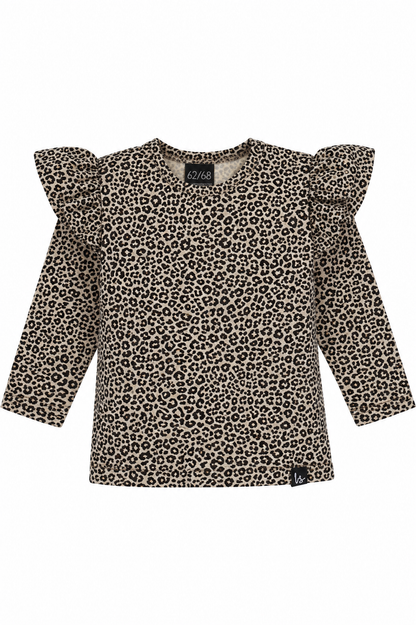 Leopardenmuster mit Rüschen und langen Ärmeln (beige)