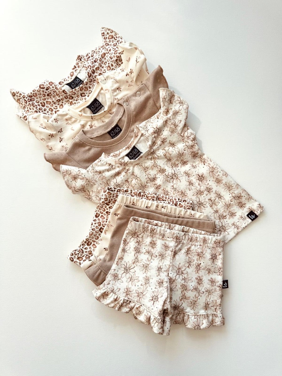 Ruffle sleeves t-shirt leopard off-white