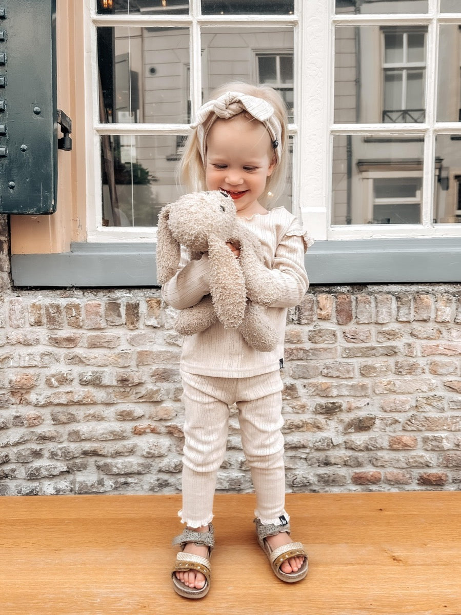 Ruffles pants pointelle (strepen) sand