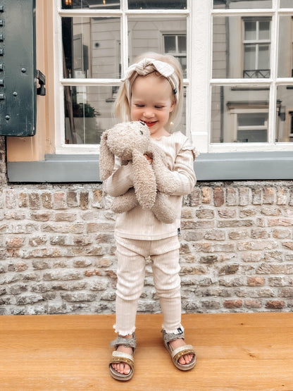Ruffle pants pointelle (stripes) sand