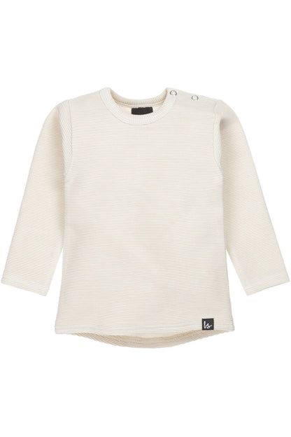 Rippstrick-Langarmshirt (Sand) (abgerundeter Rücken)