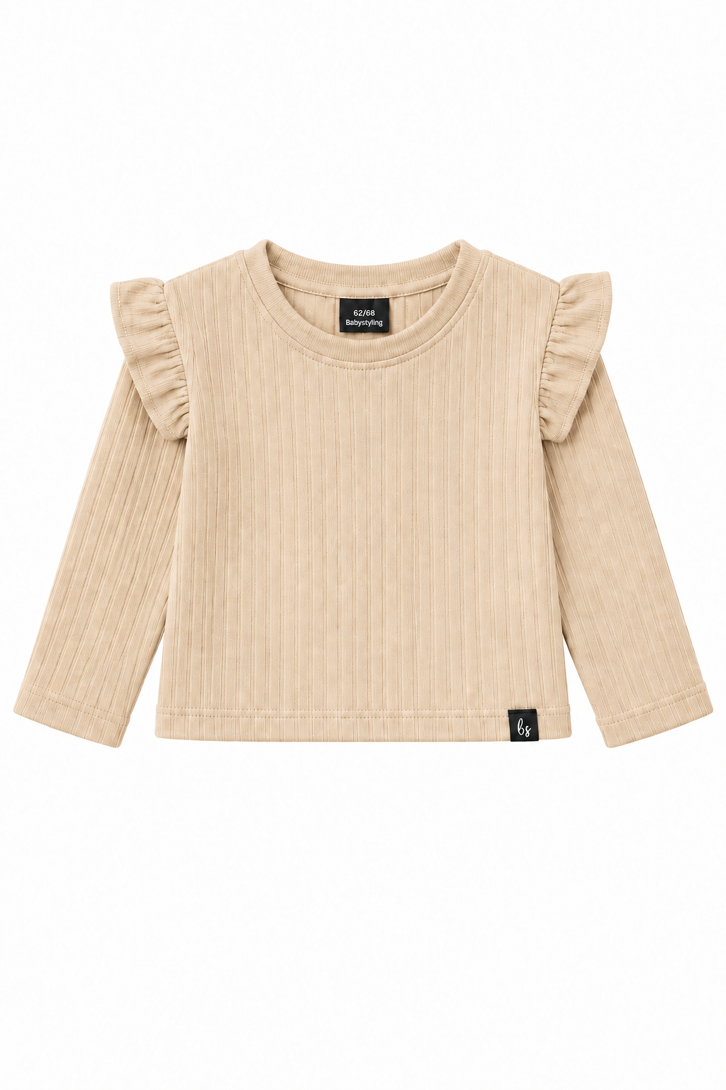 Ruffle top groovy rib beige  PRE-ORDER