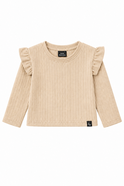 Ruffle top groovy rib beige  PRE-ORDER