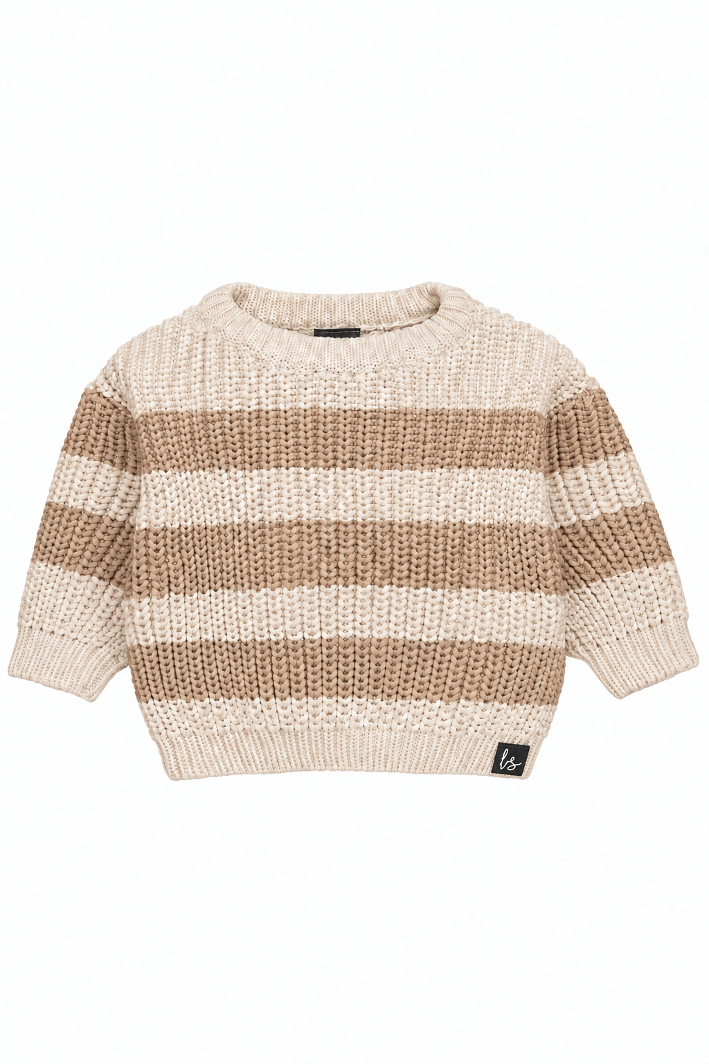 Gestrickter Pullover gestreift beige VORBESTELLUNG