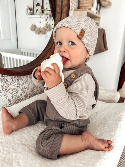 Subtly knitted sweater (loose fit) (sand)