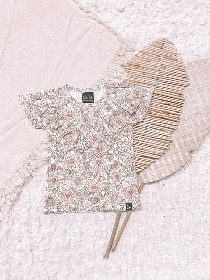V-shape ruffle t-shirt vintage garden