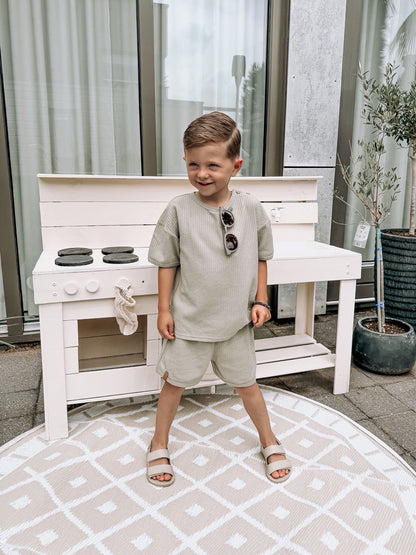 Soft wafel t-shirt dark green