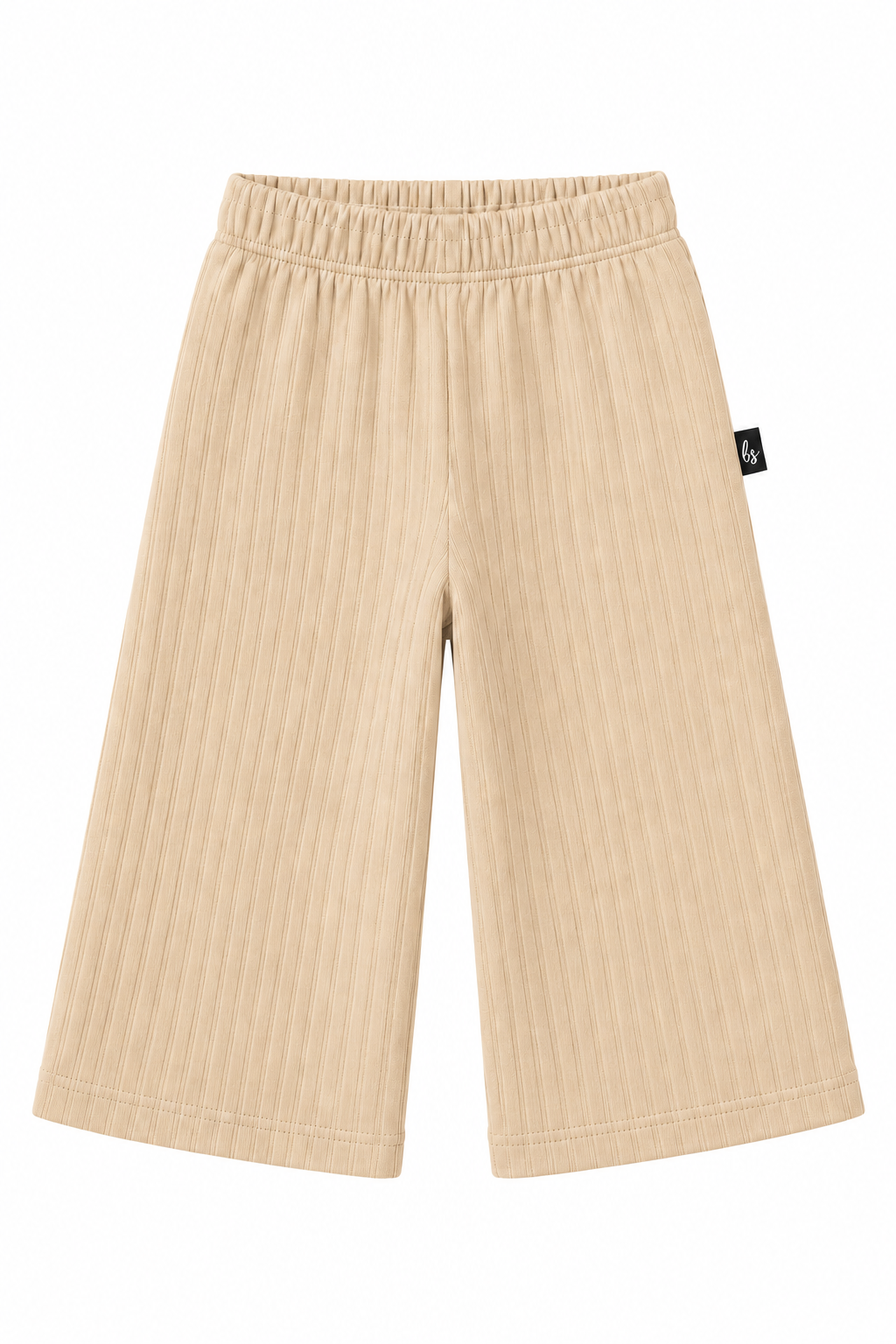 Weite Hose mit geripptem Saum, hellbeige, VORBESTELLUNG
