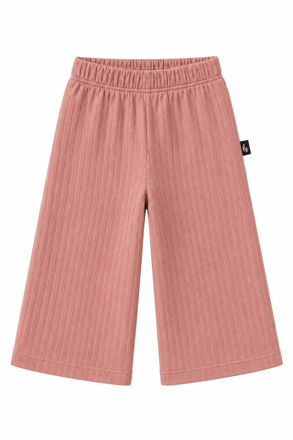 Weit geschnittene Hose mit geripptem Saum in Clay Pink VORBESTELLUNG